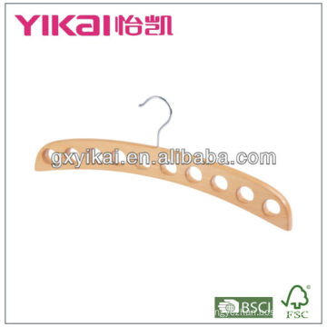 high quality natural wooden flat scarf hanger with 10 holes